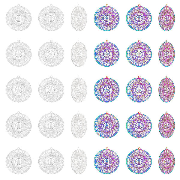 PandaHall DICOSMETIC 40Pcs 2 Colors 201 Stainless Steel Filigree Pendants, Etched Metal Embellishments, Flat Round with Sun, Mixed Color...
PandaHall DICOSMETIC 40Pcs 2 Colors 201 Stainless Steel Filigree Pendants, Etched Metal Embellishments, Flat Round with Sun, Mixed Color...