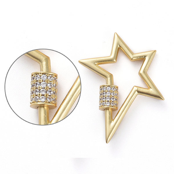 PandaHall Brass Micro Pave Cubic Zirconia Screw Carabiner Lock Charms, for Necklaces Making, Long-Lasting Plated, Matte Style, Star, Clear...
PandaHall Brass Micro Pave Cubic Zirconia Screw Carabiner Lock Charms, for Necklaces Making, Long-Lasting Plated, Matte Style, Star, Clear...