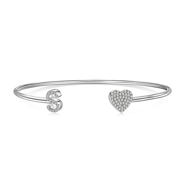 PandaHall Heart & Letter Rhodium Plated 925 Sterling Silver Micro Pave Cubic Zirconia Cuff Bangles for Women, Letter S, 0.2~0.8cm, Inner...
PandaHall Heart & Letter Rhodium Plated 925 Sterling Silver Micro Pave Cubic Zirconia Cuff Bangles for Women, Letter S, 0.2~0.8cm, Inner...