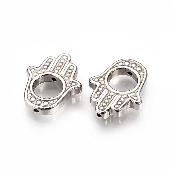PandaHall 304 Stainless Steel Bead Frames, Hamsa Hand/Hand of Fatima/Hand of Miriam, Stainless Steel Color, 15.5x13x3mm, Hole: 1mm 304...
PandaHall 304 Stainless Steel Bead Frames, Hamsa Hand/Hand of Fatima/Hand of Miriam, Stainless Steel Color, 15.5x13x3mm, Hole: 1mm 304...