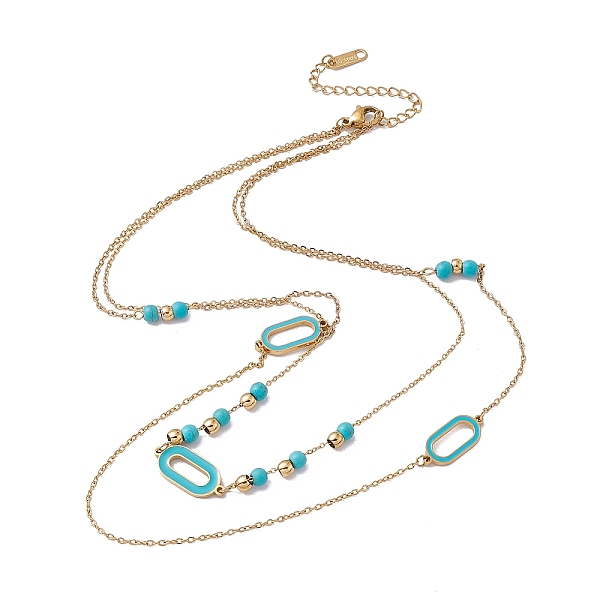 PandaHall Enamel Charms Double Layer Necklace with Synthetic Turquoise Beaded, 304 Stainless Steel Cable Chains Bohemia Necklace for Women...
PandaHall Enamel Charms Double Layer Necklace with Synthetic Turquoise Beaded, 304 Stainless Steel Cable Chains Bohemia Necklace for Women...