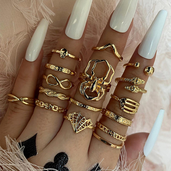 PandaHall 15Pcs 15 Style Skull & Infinity & Snake & Criss Cross & Spider Alloy Finger Rings Set, Gothic Stackable Rings for Halloween...
PandaHall 15Pcs 15 Style Skull & Infinity & Snake & Criss Cross & Spider Alloy Finger Rings Set, Gothic Stackable Rings for Halloween...