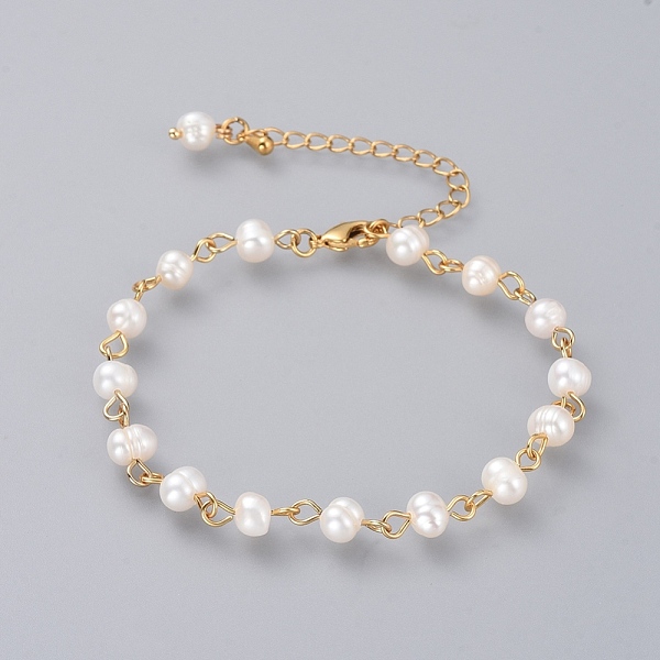 PandaHall Beaded Bracelets, with Grade A Natural Freshwater Pearl Beads and Brass Extension Chains, Golden, 188mm Pearl White
PandaHall Beaded Bracelets, with Grade A Natural Freshwater Pearl Beads and Brass Extension Chains, Golden, 188mm Pearl White