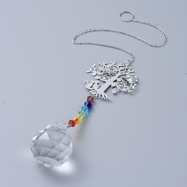 PandaHall Crystals Chandelier Suncatchers Prisms Chakra Hanging Pendant, with Iron Cable Chains, Glass Beads and Brass Pendants, Tree with..., Clear
PandaHall Crystals Chandelier Suncatchers Prisms Chakra Hanging Pendant, with Iron Cable Chains, Glass Beads and Brass Pendants, Tree with..., Clear