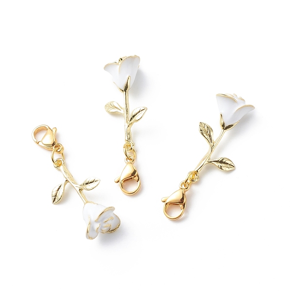 PandaHall Alloy Enamel Rose Pendant Decorations, Valentine's Day Lobster Clasp Charms, Clip-on Charms, for Keychain, Purse, Backpack..., White 
PandaHall Alloy Enamel Rose Pendant Decorations, Valentine's Day Lobster Clasp Charms, Clip-on Charms, for Keychain, Purse, Backpack..., White