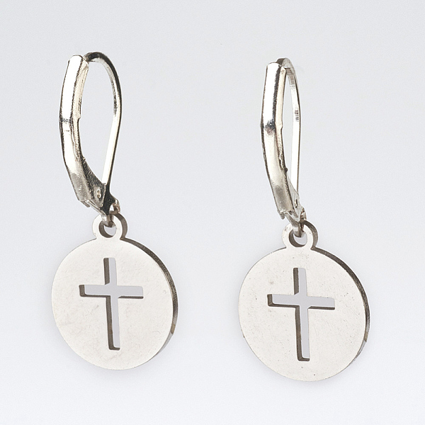 PandaHall 304 Stainless Steel Dangle Earrings, with Brass Leverback Earring Findings, Flat Round with Cross, Platinum & Stainless Steel...
PandaHall 304 Stainless Steel Dangle Earrings, with Brass Leverback Earring Findings, Flat Round with Cross, Platinum & Stainless Steel...