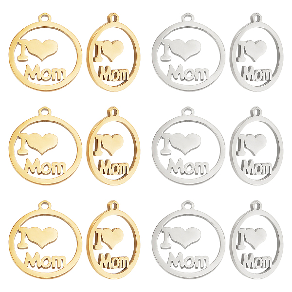 PandaHall Unicraftale 12Pcs 2 Colors Mother's Day Theme, 201 Stainless Steel Pendants, Laser Cut Pendants, Flat Round with Word I Love Mom...
PandaHall Unicraftale 12Pcs 2 Colors Mother's Day Theme, 201 Stainless Steel Pendants, Laser Cut Pendants, Flat Round with Word I Love Mom...