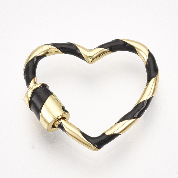 PandaHall Brass Screw Carabiner Lock Charms, for Necklaces Making, with Enamel, Heart, Golden, Black, 23x25x2.5~5mm Brass Heart Black
PandaHall Brass Screw Carabiner Lock Charms, for Necklaces Making, with Enamel, Heart, Golden, Black, 23x25x2.5~5mm Brass Heart Black
