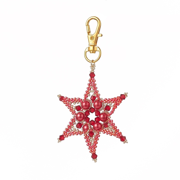 PandaHall Handmade Loom Pattern Seed Beaded Pendant Decorations, with Glass Pearl Round Beads and Alloy Swivel Lobster Claw Clasps, Star..., Red
PandaHall Handmade Loom Pattern Seed Beaded Pendant Decorations, with Glass Pearl Round Beads and Alloy Swivel Lobster Claw Clasps, Star..., Red