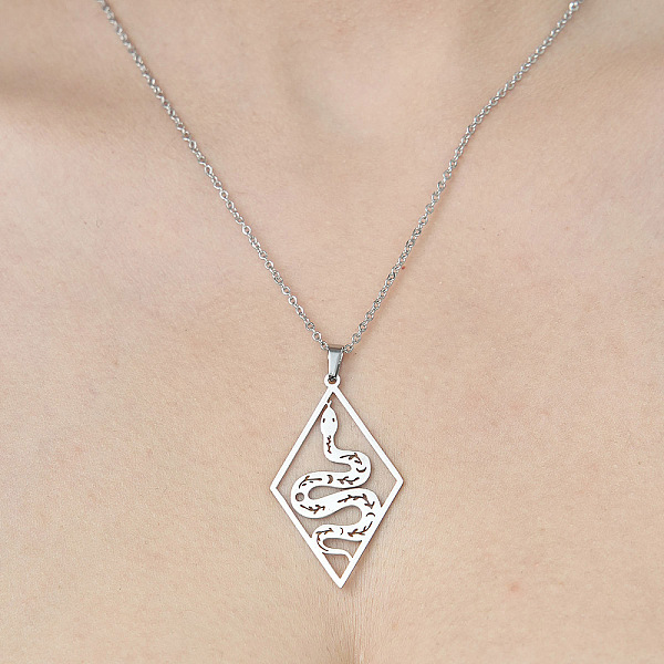 PandaHall 201 Stainless Steel Hollow Snake Pendant Necklace, Stainless Steel Color, 17.72 inch(45cm) 201 Stainless Steel Snake
PandaHall 201 Stainless Steel Hollow Snake Pendant Necklace, Stainless Steel Color, 17.72 inch(45cm) 201 Stainless Steel Snake