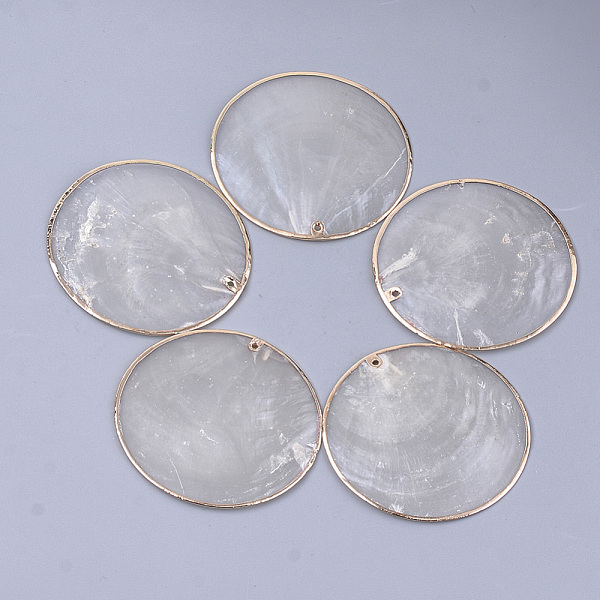PandaHall Natural Capiz Shell Big Pendants, Brass Edge Plated, Flat Round, Light Gold, 60x2mm, Hole: 1.5mm Capiz Shell Flat Round Clear
PandaHall Natural Capiz Shell Big Pendants, Brass Edge Plated, Flat Round, Light Gold, 60x2mm, Hole: 1.5mm Capiz Shell Flat Round Clear