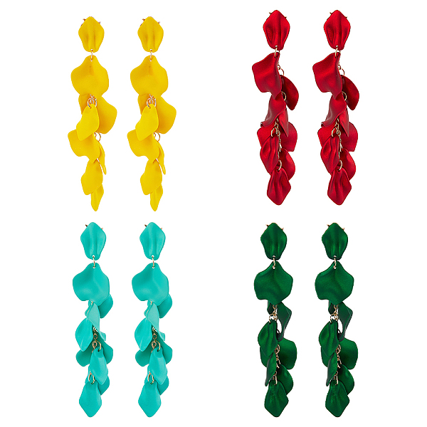 PandaHall ANATTASOUL 4 Pairs 4 Colors Acrylic Petal Dangle Stud Earrings, Brass Cluster Earrings for Women, Mixed Color, 120x25mm, 1..., Multicolor
PandaHall ANATTASOUL 4 Pairs 4 Colors Acrylic Petal Dangle Stud Earrings, Brass Cluster Earrings for Women, Mixed Color, 120x25mm, 1..., Multicolor