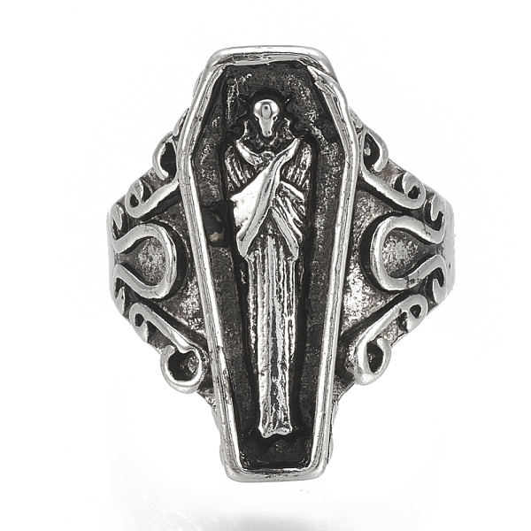 PandaHall Alloy Cuff Finger Rings, Wide Band Rings, Coffin, Antique Silver, US Size 9 3/4(19.5mm) Alloy
PandaHall Alloy Cuff Finger Rings, Wide Band Rings, Coffin, Antique Silver, US Size 9 3/4(19.5mm) Alloy