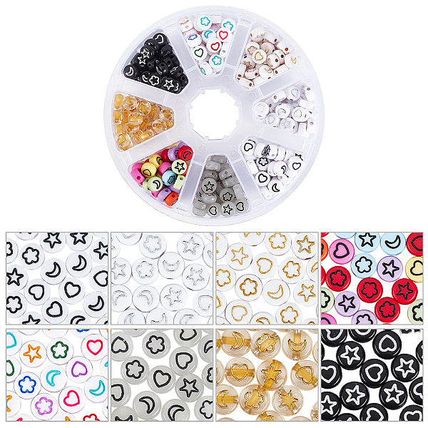 PandaHall Luminous Acrylic Beads, Flat Round with Star & Flower & Moon & Heart, Mixed Color, 7x3.5mm, Hole: 1.6mm, 320pcs/set Acrylic Flat..., Multicolor
PandaHall Luminous Acrylic Beads, Flat Round with Star & Flower & Moon & Heart, Mixed Color, 7x3.5mm, Hole: 1.6mm, 320pcs/set Acrylic Flat..., Multicolor