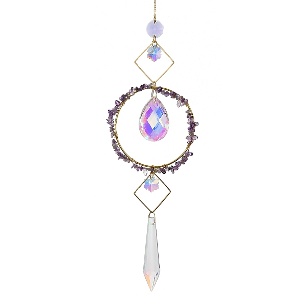 PandaHall Natural Amethyst Chips Hanging Ornaments, Glass Teardrop Hanging Suncatcher, 420mm Amethyst Chip
PandaHall Natural Amethyst Chips Hanging Ornaments, Glass Teardrop Hanging Suncatcher, 420mm Amethyst Chip