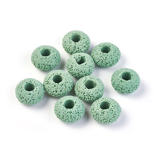 PandaHall Natural Lava Rock Beads, Dyed, Rondelle, Medium Aquamarine, 15.5~16x9.7~10mm, Hole: 5~5.4mm Lava Rock Rondelle Green
PandaHall Natural Lava Rock Beads, Dyed, Rondelle, Medium Aquamarine, 15.5~16x9.7~10mm, Hole: 5~5.4mm Lava Rock Rondelle Green