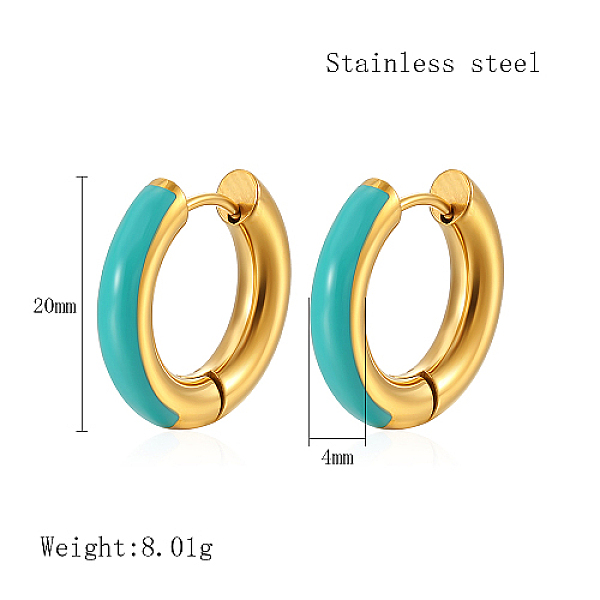 PandaHall Real 18K Gold Plated 304 Stainless Steel Hoop Earrings, with Enamel, Light Sea Green, 20x4mm 304 Stainless Steel Ring
PandaHall Real 18K Gold Plated 304 Stainless Steel Hoop Earrings, with Enamel, Light Sea Green, 20x4mm 304 Stainless Steel Ring