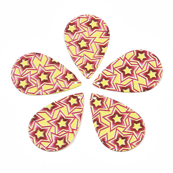 PandaHall Spray Painted Iron Pendants, Rubberized Style, 3D Printed, Star Print Pattern, Teardrop, Yellow, 27.5x18x0.7mm, Hole: 1.2mm Iron...
PandaHall Spray Painted Iron Pendants, Rubberized Style, 3D Printed, Star Print Pattern, Teardrop, Yellow, 27.5x18x0.7mm, Hole: 1.2mm Iron...