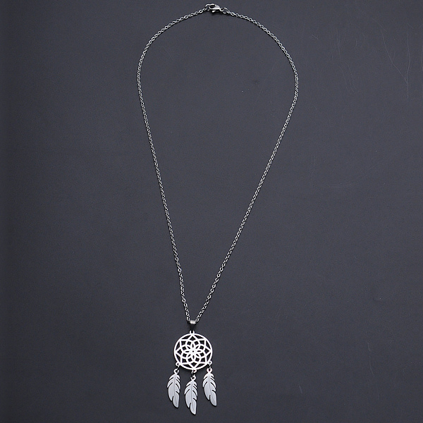 PandaHall 201 Stainless Steel Pendants Necklaces, with Cable Chains and Lobster Claw Clasps, Woven Net/Web with Feather, Stainless Steel...
PandaHall 201 Stainless Steel Pendants Necklaces, with Cable Chains and Lobster Claw Clasps, Woven Net/Web with Feather, Stainless Steel...