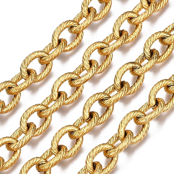 PandaHall 304 Stainless Steel Cable Chains, Textured, with Spool, Unwelded, Oval, Golden, 11x8x2mm, about 32.8 Feet(10m)/roll 304 Stainless...
PandaHall 304 Stainless Steel Cable Chains, Textured, with Spool, Unwelded, Oval, Golden, 11x8x2mm, about 32.8 Feet(10m)/roll 304 Stainless...