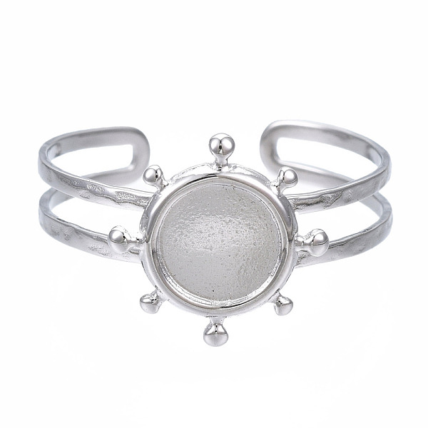 PandaHall 304 Stainless Steel Open Cuff Finger Ring Cabochon Settings, Flat Round, Stainless Steel Color, US Size 9(18.9mm), Tray: 7mm 304...
PandaHall 304 Stainless Steel Open Cuff Finger Ring Cabochon Settings, Flat Round, Stainless Steel Color, US Size 9(18.9mm), Tray: 7mm 304...
