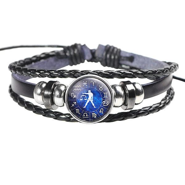 PandaHall 12 Constellation Leather Cord Bracelets, with Alloy Beads and Wax Cord, Flat Round, Libra, 2-3/8 inch(6cm) Leather Libra Black
PandaHall 12 Constellation Leather Cord Bracelets, with Alloy Beads and Wax Cord, Flat Round, Libra, 2-3/8 inch(6cm) Leather Libra Black