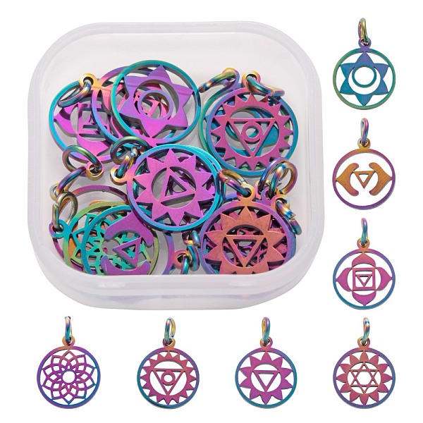 PandaHall 14Pcs 7 Style Chakra Theme Ion Plating(IP) 201 Stainless Steel Charms, Laser Cut, with Jump Rings, Flat Round, Ajna & Sahasrara &...
PandaHall 14Pcs 7 Style Chakra Theme Ion Plating(IP) 201 Stainless Steel Charms, Laser Cut, with Jump Rings, Flat Round, Ajna & Sahasrara &...