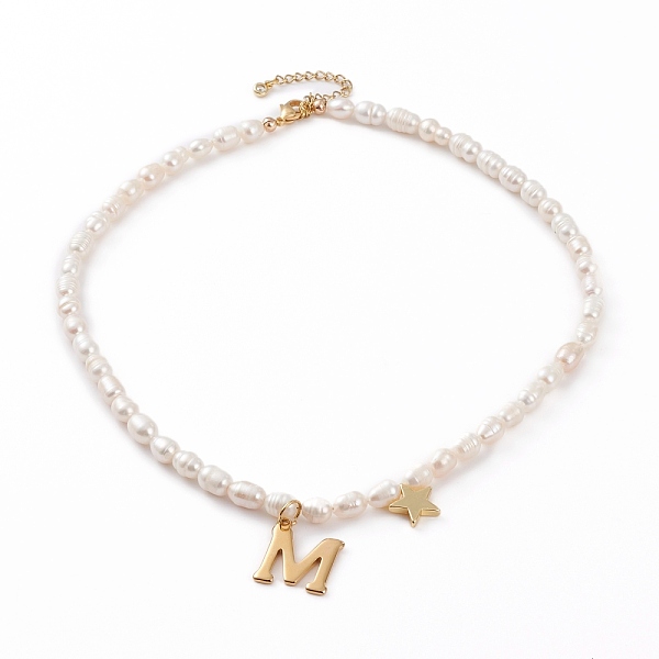 PandaHall 304 Stainless Steel Initial Pendant Necklaces, with Rice Natural Pearl Beads and Brass Star Charms, White, Golden, Letter.M...
PandaHall 304 Stainless Steel Initial Pendant Necklaces, with Rice Natural Pearl Beads and Brass Star Charms, White, Golden, Letter.M...