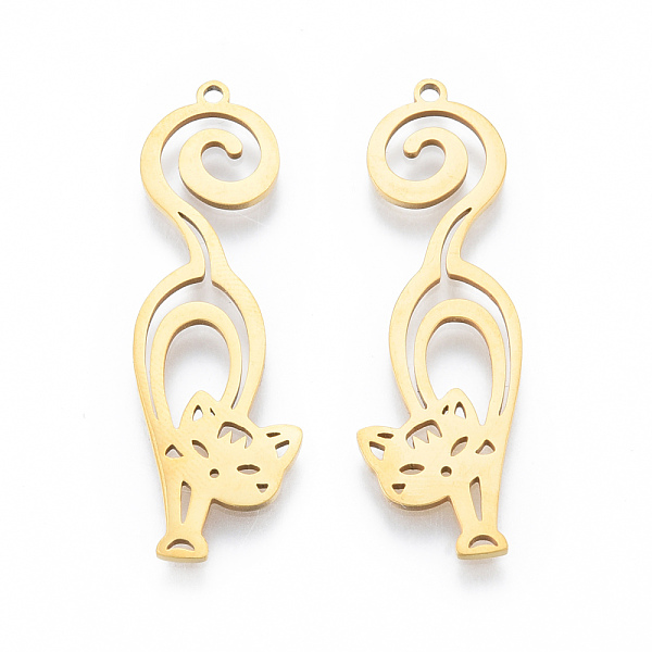PandaHall 201 Stainless Steel Pendants, Cat, Real 18K Gold Plated, 39x12x1mm, Hole: 1.4mm 201 Stainless Steel Cat Shape
PandaHall 201 Stainless Steel Pendants, Cat, Real 18K Gold Plated, 39x12x1mm, Hole: 1.4mm 201 Stainless Steel Cat Shape