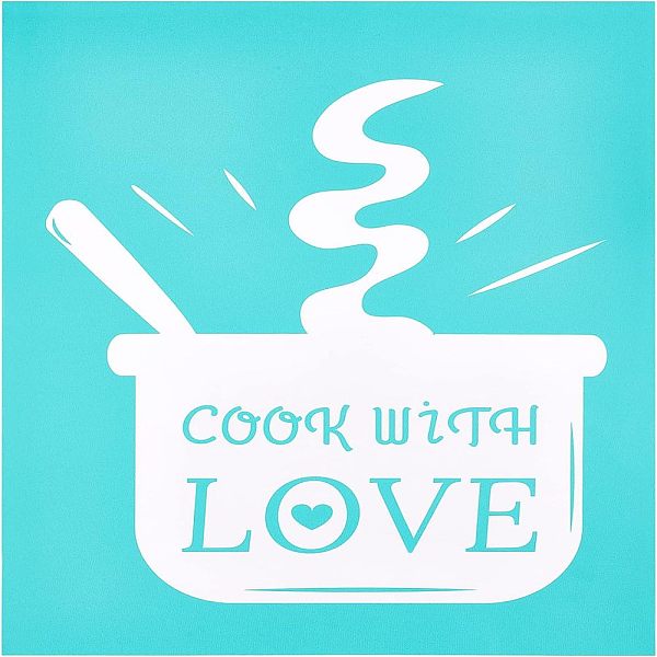 PandaHall Self-Adhesive Silk Screen Printing Stencil, for Painting on Wood, DIY Decoration T-Shirt Fabric, Pot with Word COOK WITH LOVE, Sky..., Blue
PandaHall Self-Adhesive Silk Screen Printing Stencil, for Painting on Wood, DIY Decoration T-Shirt Fabric, Pot with Word COOK WITH LOVE, Sky..., Blue