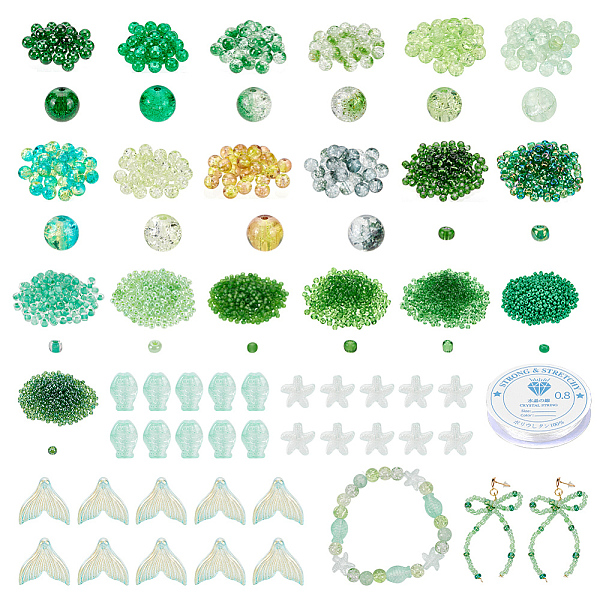 PandaHall DIY Fish Theme Bracelet Making Kit, Including Round & Starfish & Fishtail Glass & Seed Beads, Elastic Thread, Green Glass Green
PandaHall DIY Fish Theme Bracelet Making Kit, Including Round & Starfish & Fishtail Glass & Seed Beads, Elastic Thread, Green Glass Green