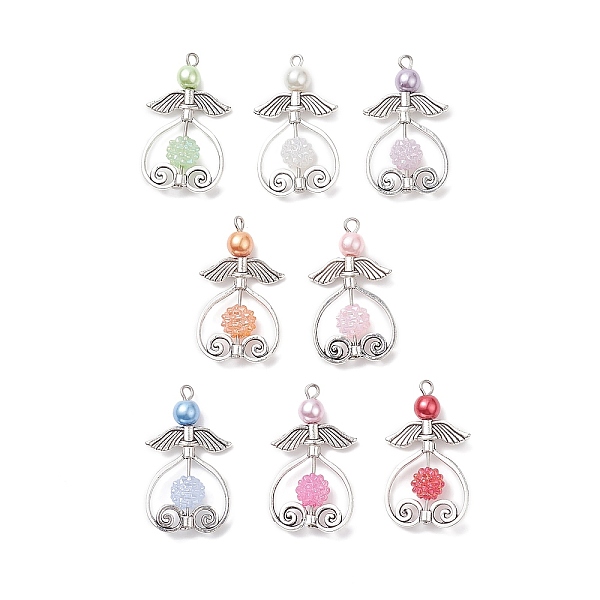 PandaHall Glass Pearl Bead Angel Pendants, with Iron Flat Head Pins, Alloy Bead Frames & Acrylic Beads, Mixed Color, 34.5x19.5x8mm, Hole..., Multicolor
PandaHall Glass Pearl Bead Angel Pendants, with Iron Flat Head Pins, Alloy Bead Frames & Acrylic Beads, Mixed Color, 34.5x19.5x8mm, Hole..., Multicolor