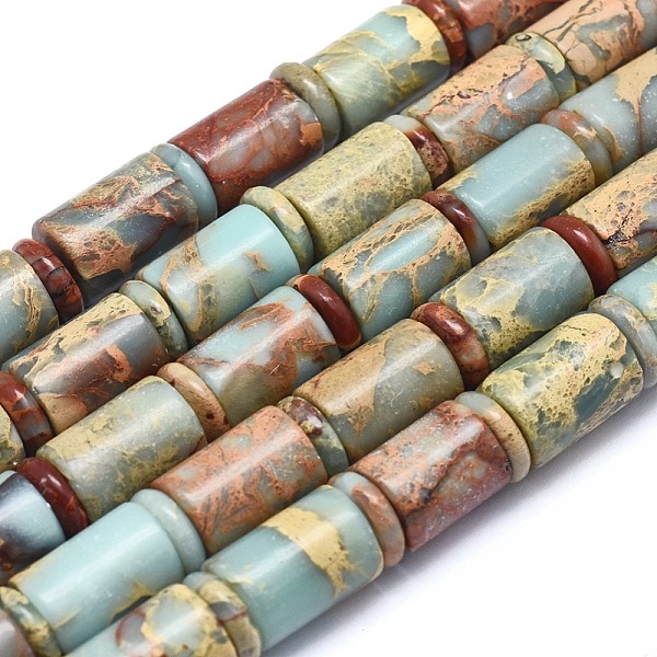 PandaHall Natural Aqua Terra Jasper Beads Strands, Flat Round and Column, 14x10mm, 10x2.5mm, Hole: 1mm, about 50pcs/strand, 15.7 inch(40cm)...
PandaHall Natural Aqua Terra Jasper Beads Strands, Flat Round and Column, 14x10mm, 10x2.5mm, Hole: 1mm, about 50pcs/strand, 15.7 inch(40cm)...