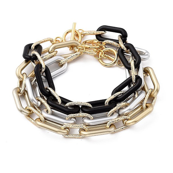 PandaHall Spray Painted CCB Plastic & Aluminum Paperclip Chain Bracelets Sets, with 304 Stainless Steel Toggle Clasps, Light Gold, Mixed..., Multicolor
PandaHall Spray Painted CCB Plastic & Aluminum Paperclip Chain Bracelets Sets, with 304 Stainless Steel Toggle Clasps, Light Gold, Mixed..., Multicolor
