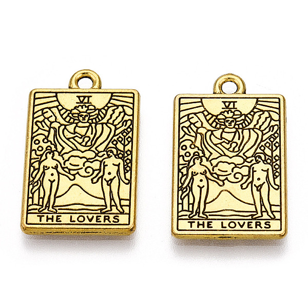 PandaHall Rack Plating Alloy Pendants, Cadmium Free & Nickel Free & Lead Free, Tarot Charms, Antique Golden, The Lovers VI, 23.5x14.5x1.5mm...
PandaHall Rack Plating Alloy Pendants, Cadmium Free & Nickel Free & Lead Free, Tarot Charms, Antique Golden, The Lovers VI, 23.5x14.5x1.5mm...