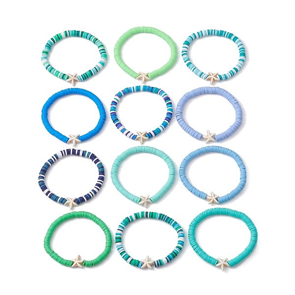 PandaHall 12Pcs 12 Color Polymer Clay Heishi Surfer Stretch Bracelets Set, Starfish Synthetic Turquoise Stackable Bracelets, Mixed Color..., Multicolor
PandaHall 12Pcs 12 Color Polymer Clay Heishi Surfer Stretch Bracelets Set, Starfish Synthetic Turquoise Stackable Bracelets, Mixed Color..., Multicolor