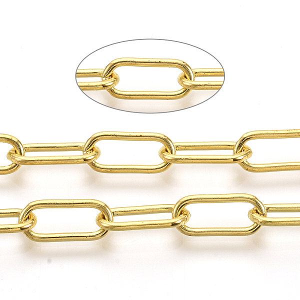 PandaHall Unwelded Iron Paperclip Chains, Drawn Elongated Cable Chains, with Spool, Golden, 12.5x5.6x1.2mm, about 82.02 Feet(25m)/roll Iron
PandaHall Unwelded Iron Paperclip Chains, Drawn Elongated Cable Chains, with Spool, Golden, 12.5x5.6x1.2mm, about 82.02 Feet(25m)/roll Iron