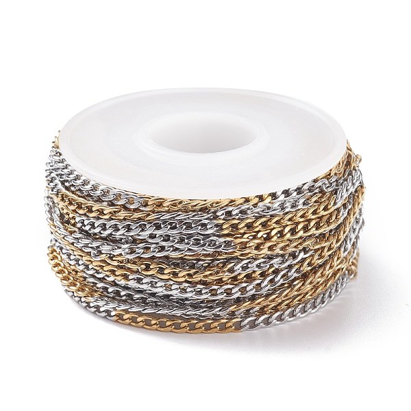 PandaHall Two Tone 304 Stainless Steel Curb Chains, with Spool, Unwelded, Golden & Stainless Steel Color, 4.5x2.5x1mm, 32.8 Feet(10m)/roll...
PandaHall Two Tone 304 Stainless Steel Curb Chains, with Spool, Unwelded, Golden & Stainless Steel Color, 4.5x2.5x1mm, 32.8 Feet(10m)/roll...