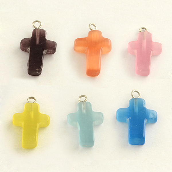 PandaHall Platinum Plated Cat Eye Gemstone Cross Pendants, Mixed Color, 22x13x4mm, Hole: 2mm Cat Eye Cross Multicolor
PandaHall Platinum Plated Cat Eye Gemstone Cross Pendants, Mixed Color, 22x13x4mm, Hole: 2mm Cat Eye Cross Multicolor