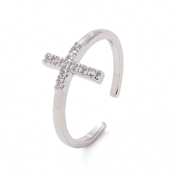 PandaHall Clear Cubic Zirconia Cross Open Cuff Ring, Brass Jewelry for Women, Platinum, Inner Diameter: 17.8mm Brass+Cubic Zirconia Clear
PandaHall Clear Cubic Zirconia Cross Open Cuff Ring, Brass Jewelry for Women, Platinum, Inner Diameter: 17.8mm Brass+Cubic Zirconia Clear