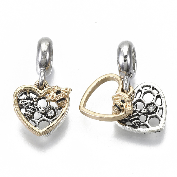 PandaHall Alloy European Dangle Charms, with Crystal Rhinestone, Large Hole Pendants, Heart with Bee, Antique Silver & Golden, 22mm, Hole..., Clear
PandaHall Alloy European Dangle Charms, with Crystal Rhinestone, Large Hole Pendants, Heart with Bee, Antique Silver & Golden, 22mm, Hole..., Clear