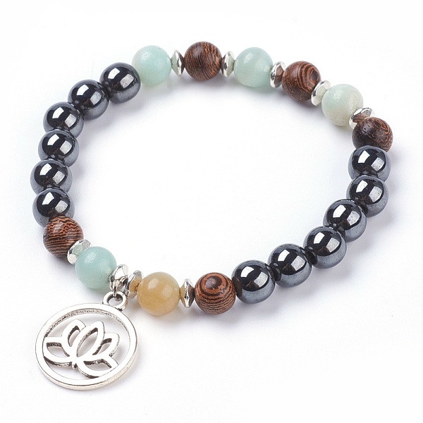 PandaHall Tibetan Style Filigree Alloy Charm Bracelets, with Natural Amazonite Beads, Non-Magnetic Synthetic Hematite Beads and Wood Beads..., Multicolor
PandaHall Tibetan Style Filigree Alloy Charm Bracelets, with Natural Amazonite Beads, Non-Magnetic Synthetic Hematite Beads and Wood Beads..., Multicolor