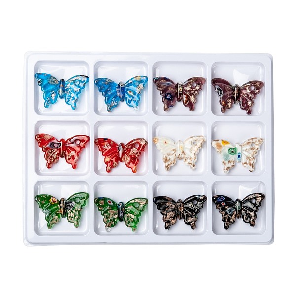 PandaHall Handmade Gold Sand Lampwork Pendants, Butterfly, Mixed Color, 38x61x11mm, Hole: 4mm, 12pcs/box Lampwork Butterfly Multicolor
PandaHall Handmade Gold Sand Lampwork Pendants, Butterfly, Mixed Color, 38x61x11mm, Hole: 4mm, 12pcs/box Lampwork Butterfly Multicolor