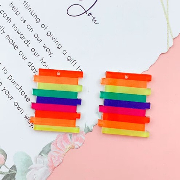 PandaHall Rainbow Color Printed Acrylic Pendants, Rectangle Pattern, 30x27.5x2mm, Hole: 1.6mm Acrylic Rectangle
PandaHall Rainbow Color Printed Acrylic Pendants, Rectangle Pattern, 30x27.5x2mm, Hole: 1.6mm Acrylic Rectangle