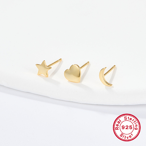 PandaHall 3Pcs 3 Style 925 Sterling Silver Stud Earrings, Moon & Star & Heart, with S925 Stamp, Golden, 5~6x4~6mm, 1Pc/style Sterling Silver...
PandaHall 3Pcs 3 Style 925 Sterling Silver Stud Earrings, Moon & Star & Heart, with S925 Stamp, Golden, 5~6x4~6mm, 1Pc/style Sterling Silver...