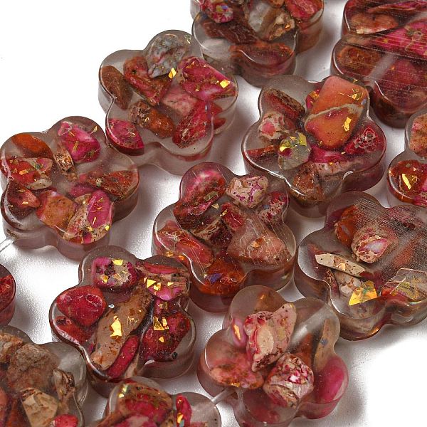 PandaHall Dyed Natural Imperial Jasper with Resin Beads Strands, Flower, Cerise, 15x16x5.5mm, Hole: 1.2mm, about 12pcs/strand, 8.46''..., Red
PandaHall Dyed Natural Imperial Jasper with Resin Beads Strands, Flower, Cerise, 15x16x5.5mm, Hole: 1.2mm, about 12pcs/strand, 8.46''..., Red