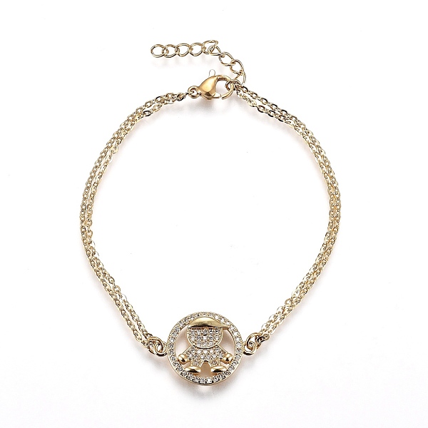 PandaHall Brass Micro Pave Clear Cubic Zirconia Link Bracelets, with 304 Stainless Steel Cable Chains, Flat Round with Boy, Golden, 7-1/8...
PandaHall Brass Micro Pave Clear Cubic Zirconia Link Bracelets, with 304 Stainless Steel Cable Chains, Flat Round with Boy, Golden, 7-1/8...
