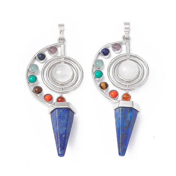 PandaHall 7 Chakra Natural Lapis Lazuli Big Pendants, Faceted Cone Charms, with Platinum Tone Brass Findings, 69x30x13mm, Hole: 5mm Lapis...
PandaHall 7 Chakra Natural Lapis Lazuli Big Pendants, Faceted Cone Charms, with Platinum Tone Brass Findings, 69x30x13mm, Hole: 5mm Lapis...