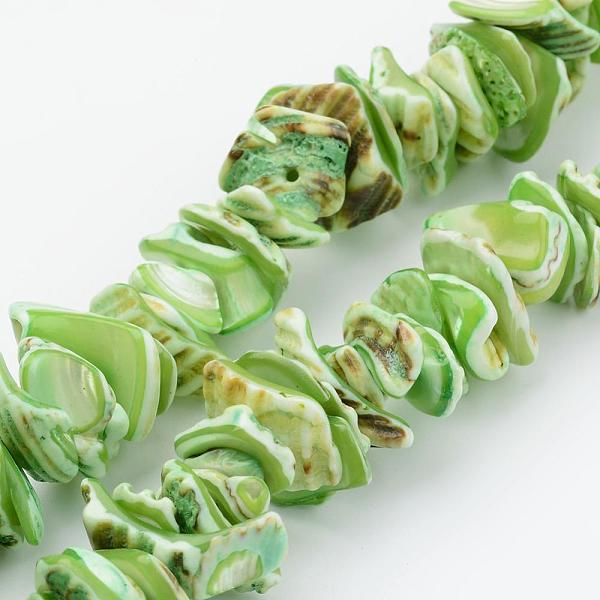 PandaHall Natural Shell Bead Strands, Dyed, Nuggets, Lime, 10~20x8~12x3~6mm, Hole: 1mm, about 15.7 inch Other Sea Shell Nuggets Green
PandaHall Natural Shell Bead Strands, Dyed, Nuggets, Lime, 10~20x8~12x3~6mm, Hole: 1mm, about 15.7 inch Other Sea Shell Nuggets Green