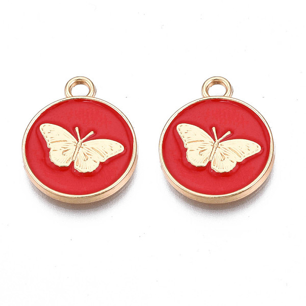 PandaHall Alloy Enamel Pendants, Cadmium Free & Nickel Free & Lead Free, Light Gold, Flat Round with Butterfly, Red, 18x15x2mm, Hole: 2mm...
PandaHall Alloy Enamel Pendants, Cadmium Free & Nickel Free & Lead Free, Light Gold, Flat Round with Butterfly, Red, 18x15x2mm, Hole: 2mm...